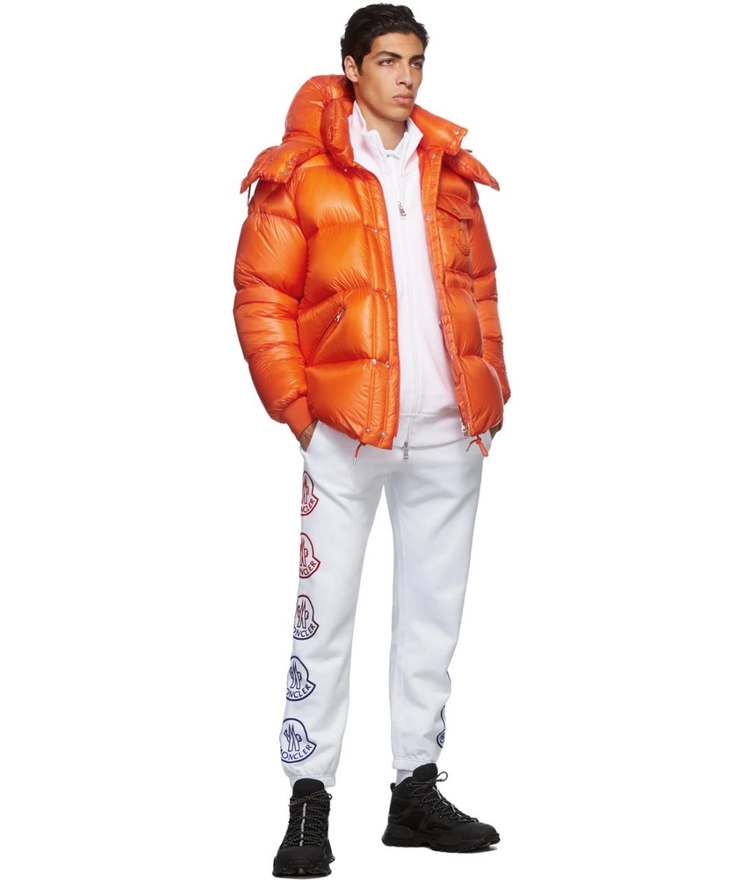 MONCLER Оранжевый полиамидовый пуховик, фото 8