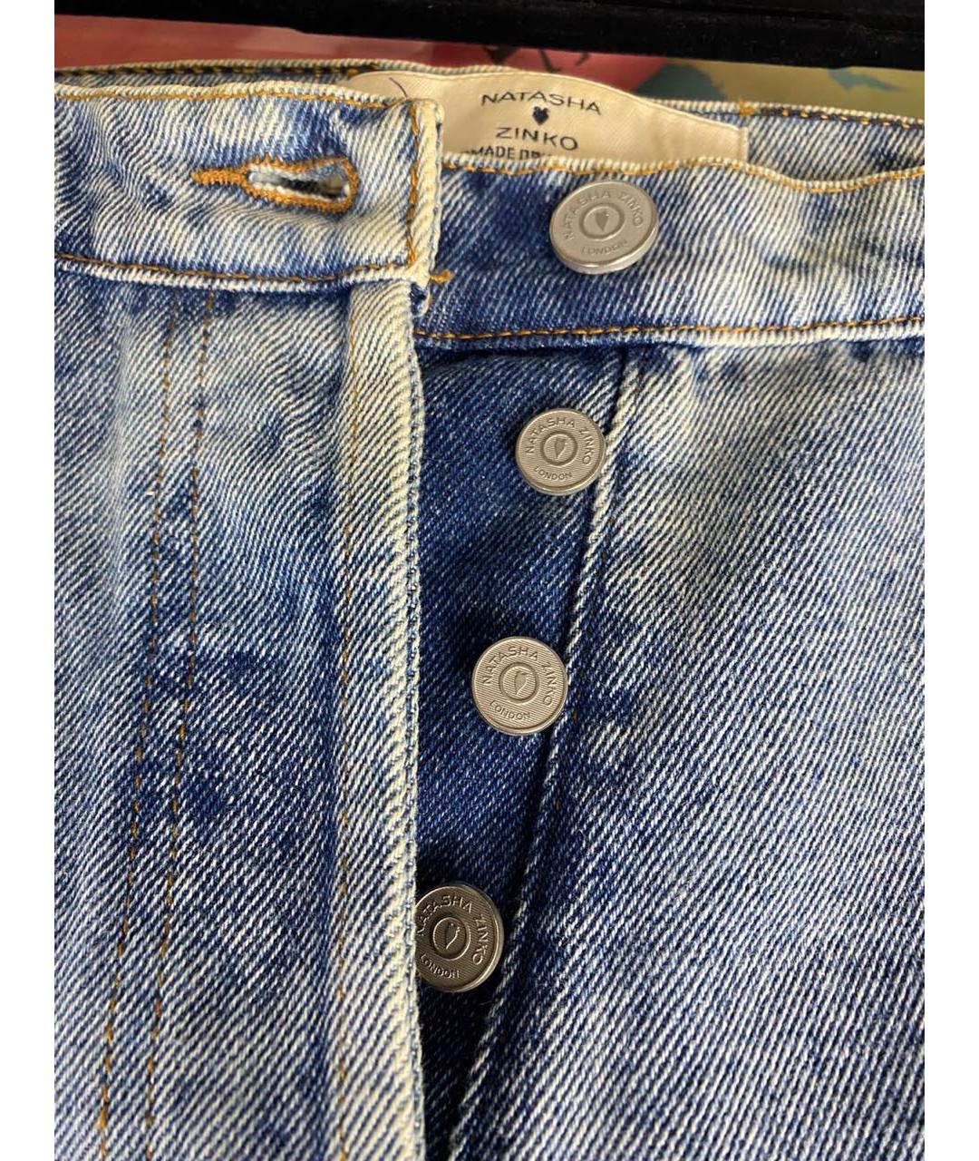 NATASHA ZINKO Голубые хлопковые прямые джинсы, фото 4