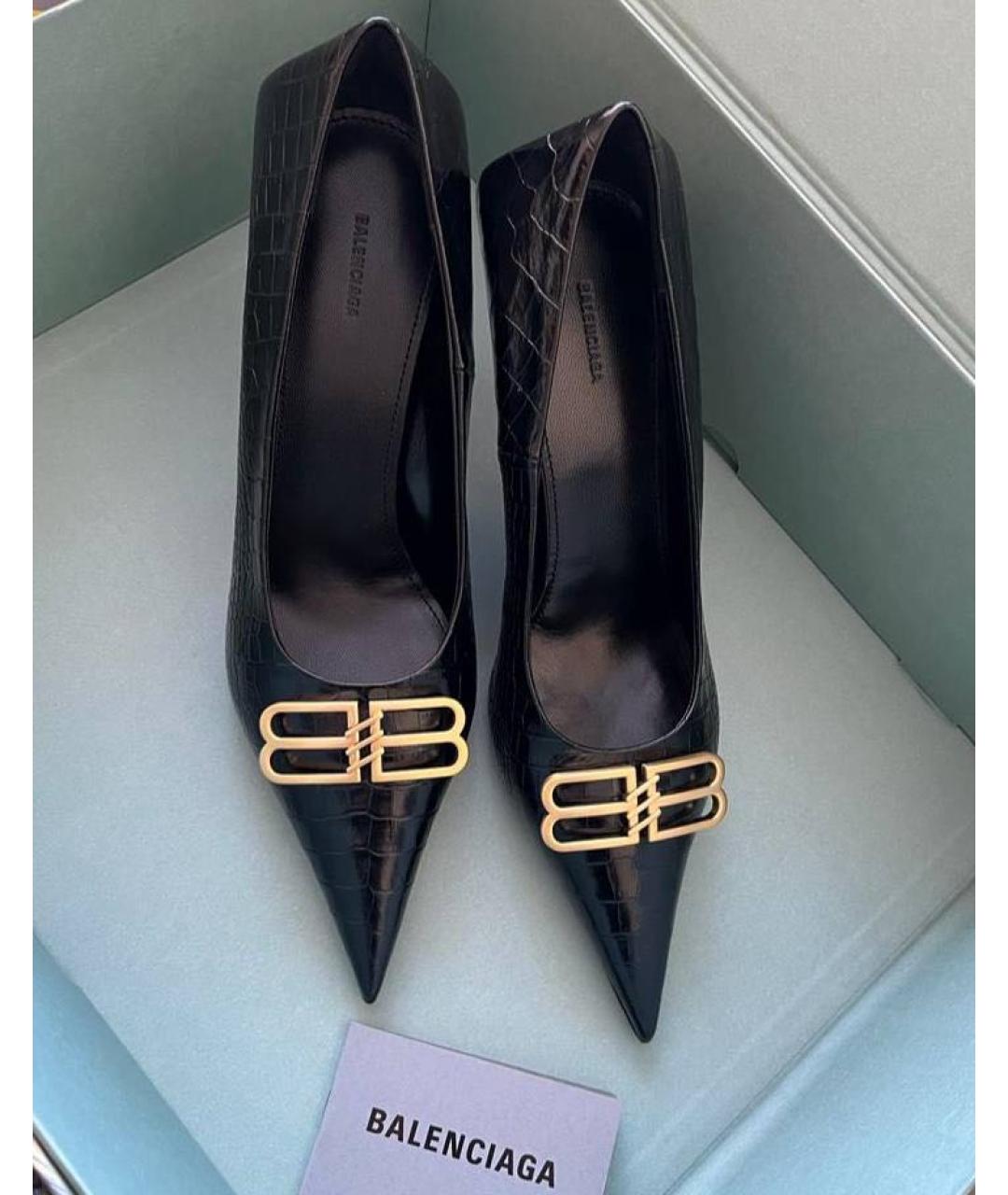 BALENCIAGA Черные кожаные туфли, фото 4