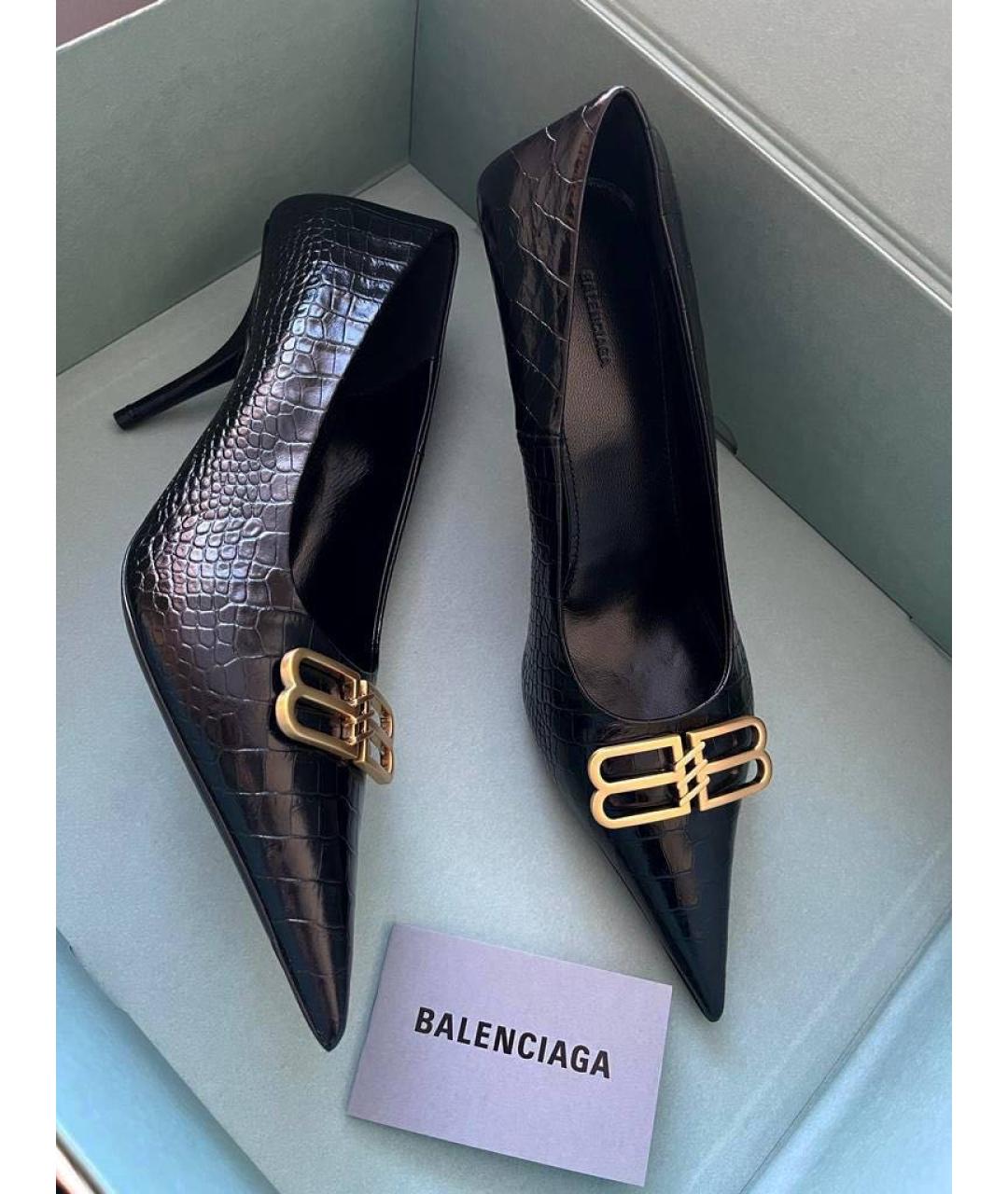 BALENCIAGA Черные кожаные туфли, фото 6