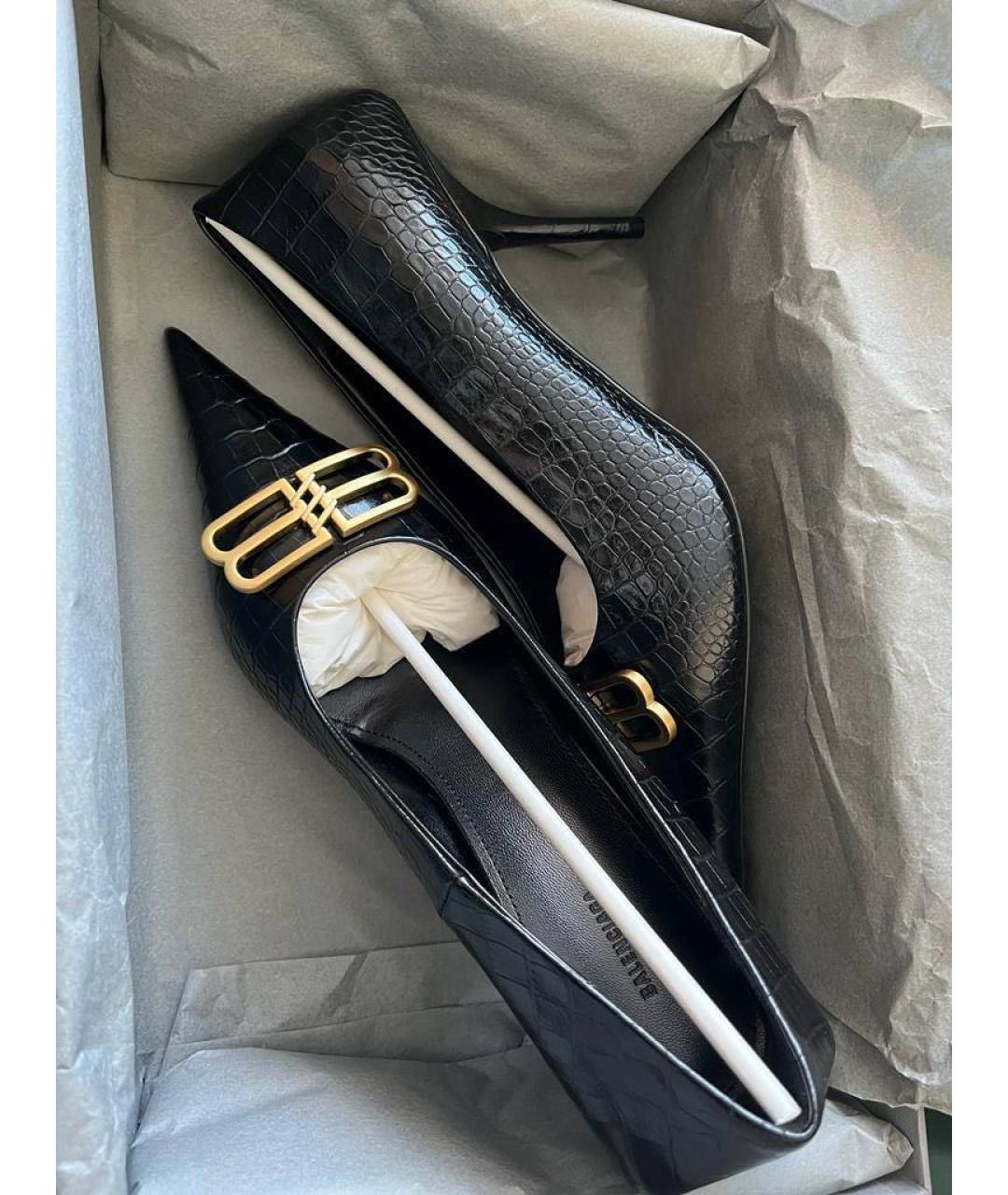 BALENCIAGA Черные кожаные туфли, фото 5