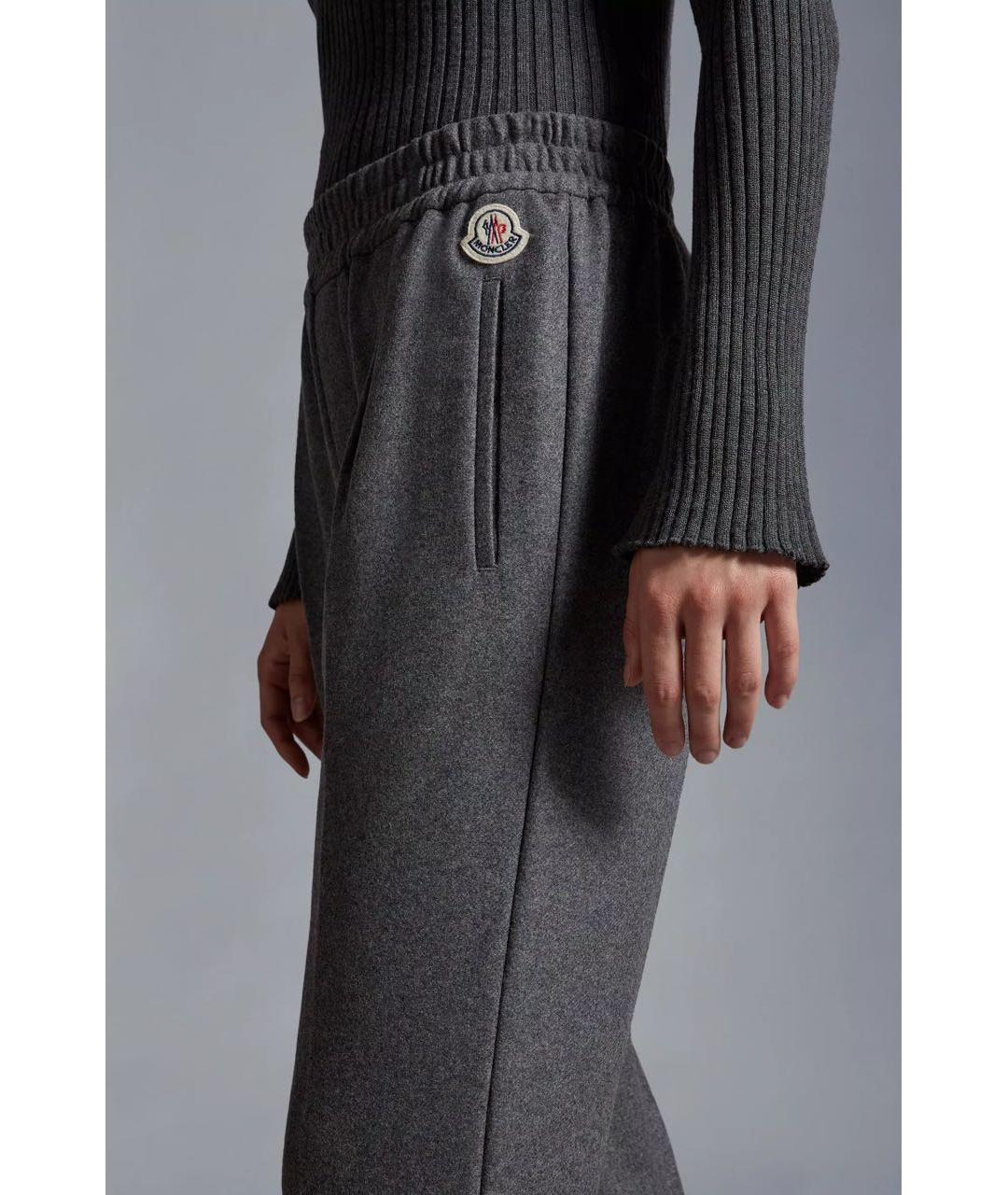 MONCLER Серые шерстяные прямые брюки, фото 3