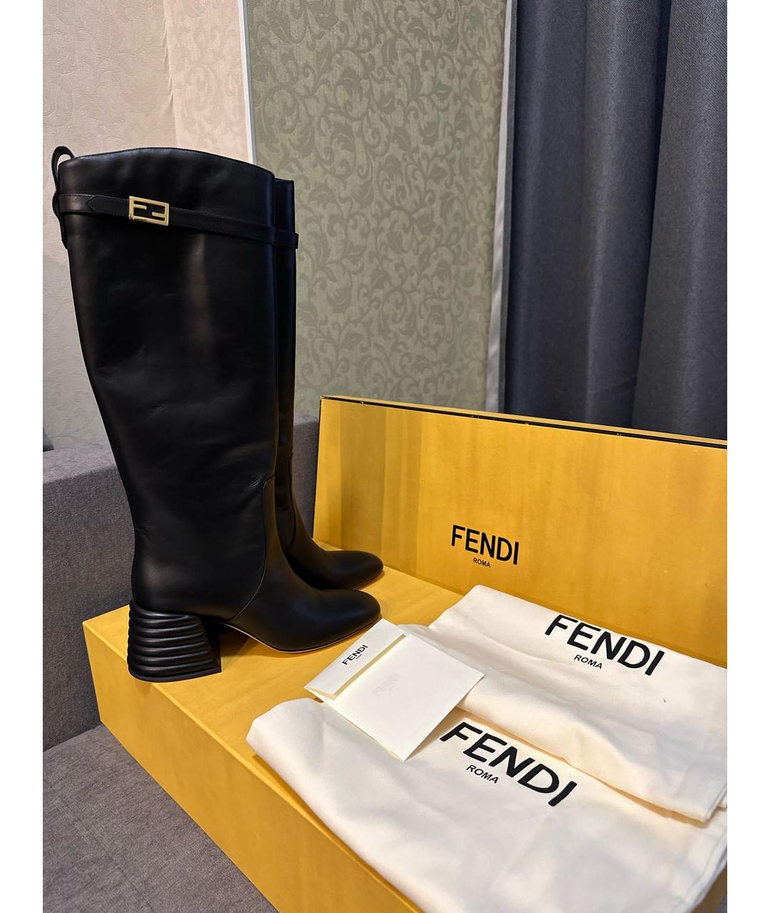 FENDI Черные кожаные ботинки, фото 3