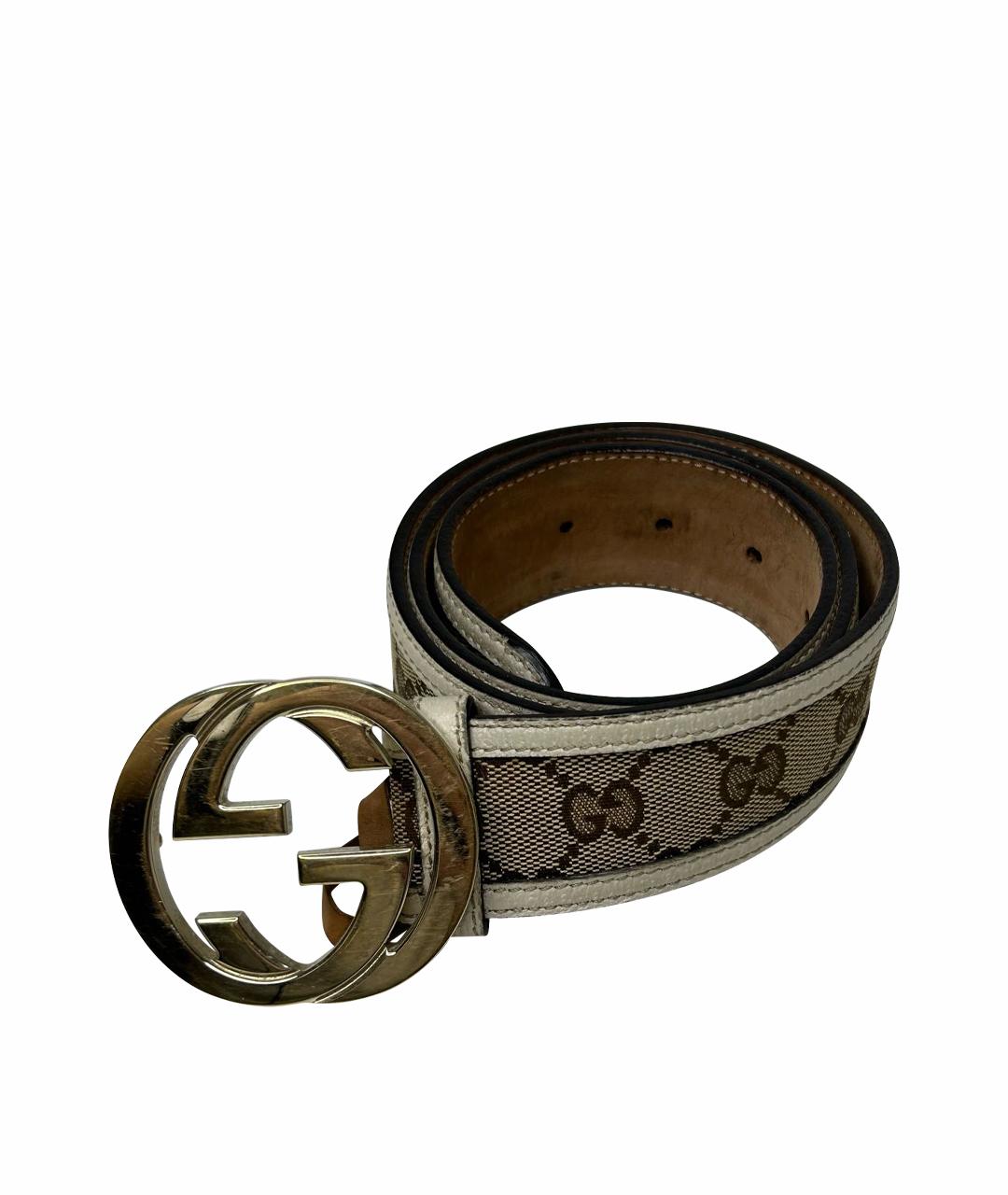 GUCCI Бежевый пелетеный ремень, фото 1