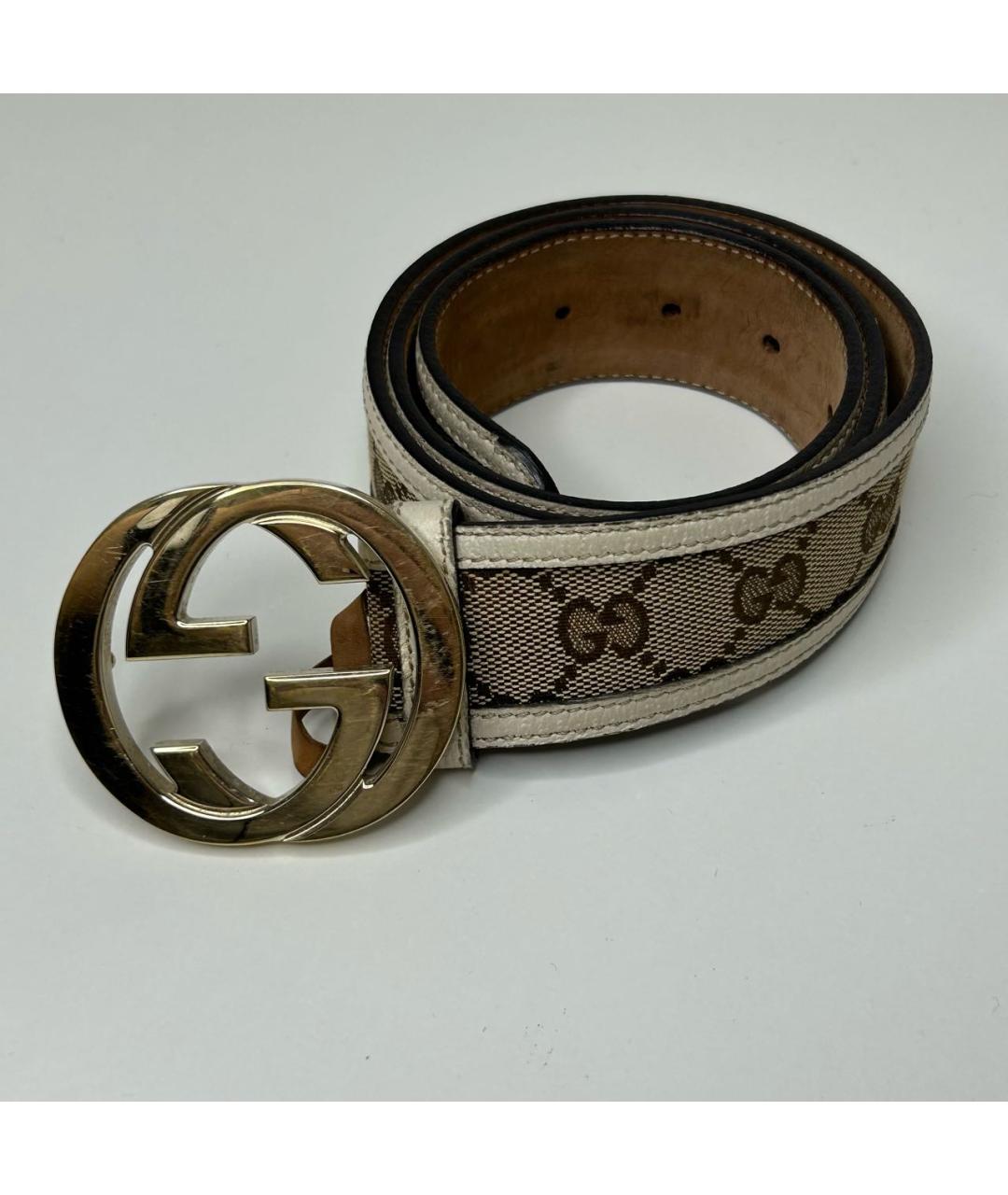 GUCCI Бежевый пелетеный ремень, фото 5