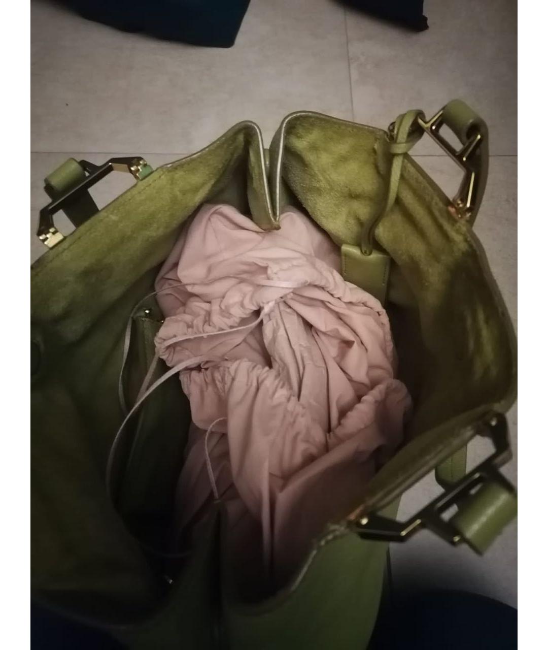 MIU MIU Салатовая кожаная сумка с короткими ручками, фото 4