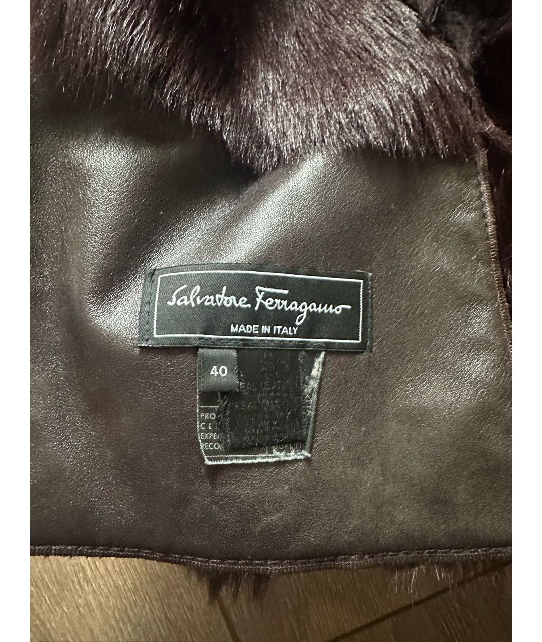 SALVATORE FERRAGAMO Бордовая кожаная дубленка, фото 3