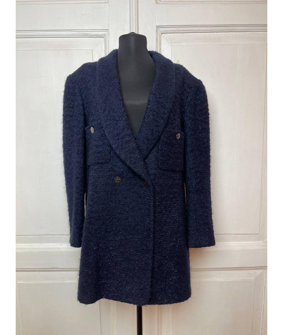 CHANEL Темно-синее шерстяное пальто, фото 6