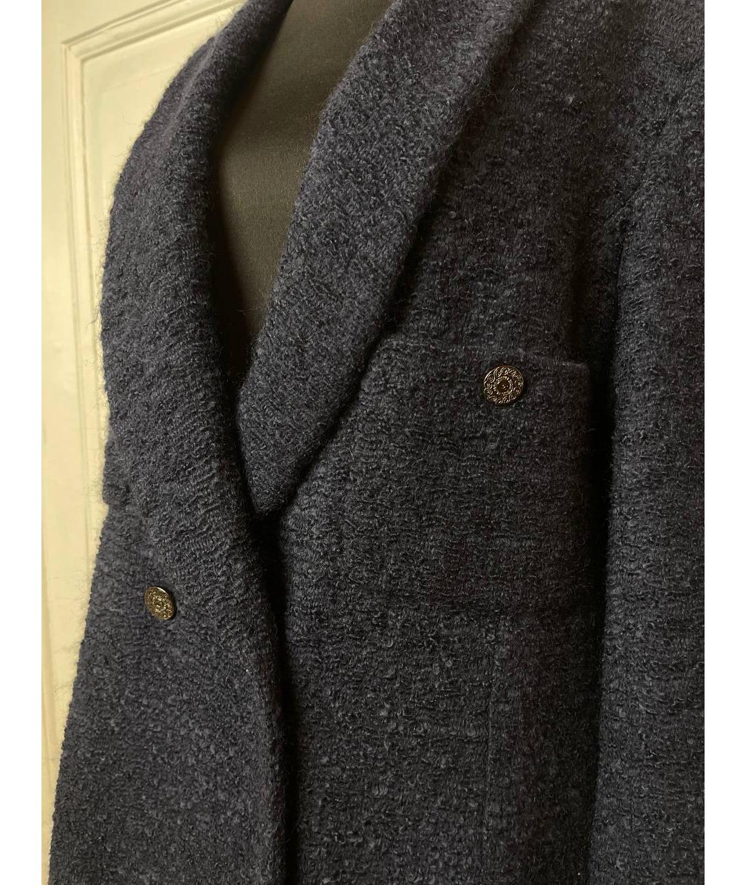 CHANEL Темно-синее шерстяное пальто, фото 2