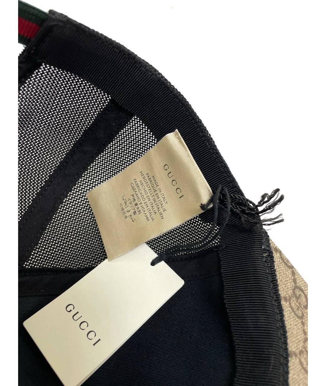 GUCCI Бежевая кожаная кепка/бейсболка, фото 6