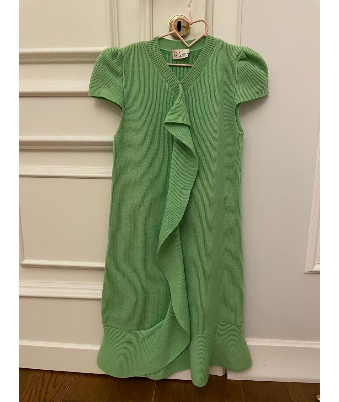 RED VALENTINO Зеленые шерстяное повседневное платье, фото 5