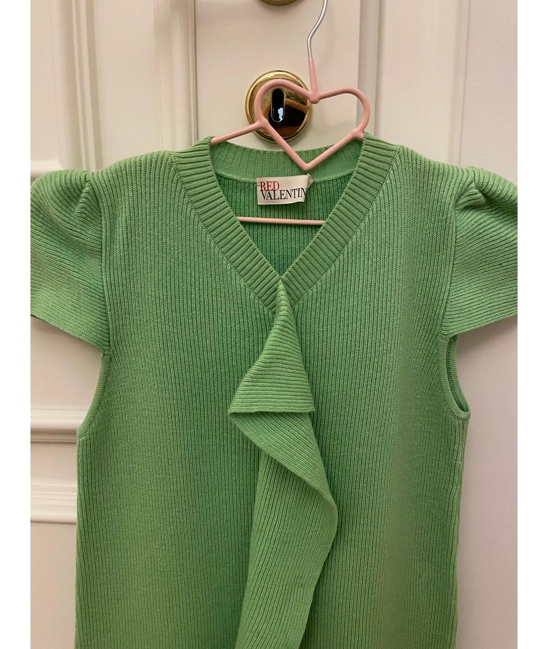 RED VALENTINO Зеленые шерстяное повседневное платье, фото 3