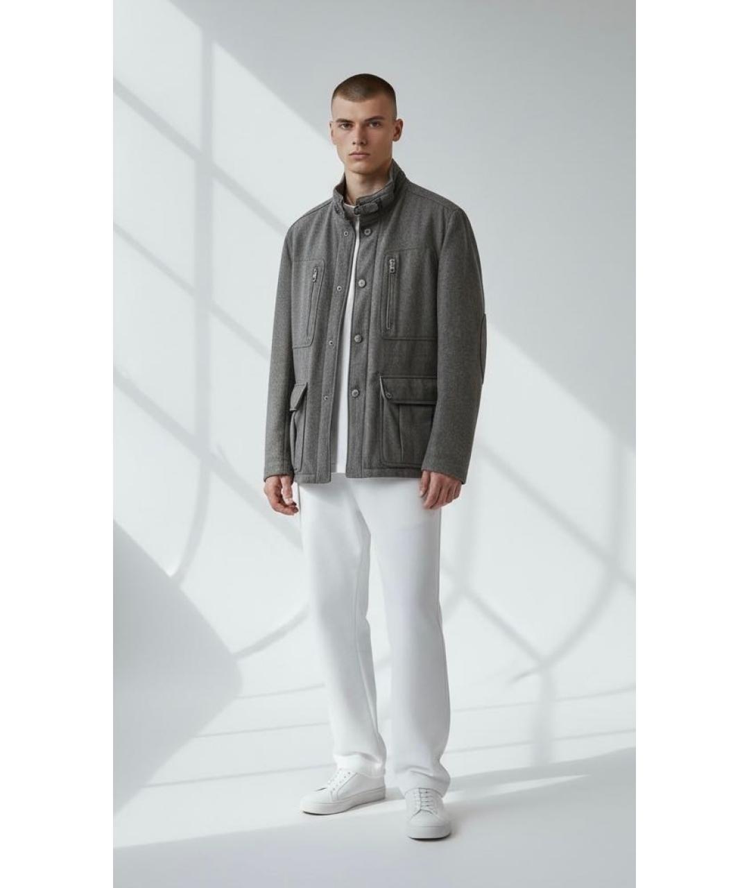 HUGO BOSS Серое шерстяное пальто, фото 2