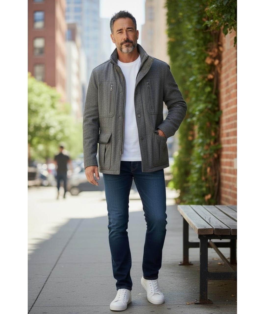 HUGO BOSS Серое шерстяное пальто, фото 3