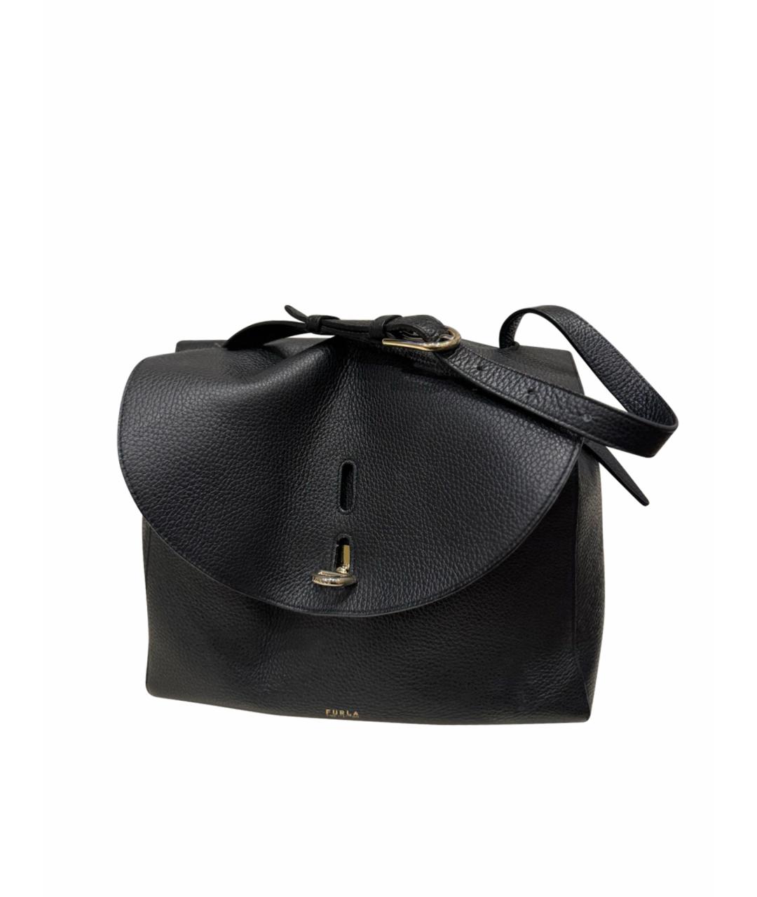 FURLA Черная кожаная сумка с короткими ручками, фото 1