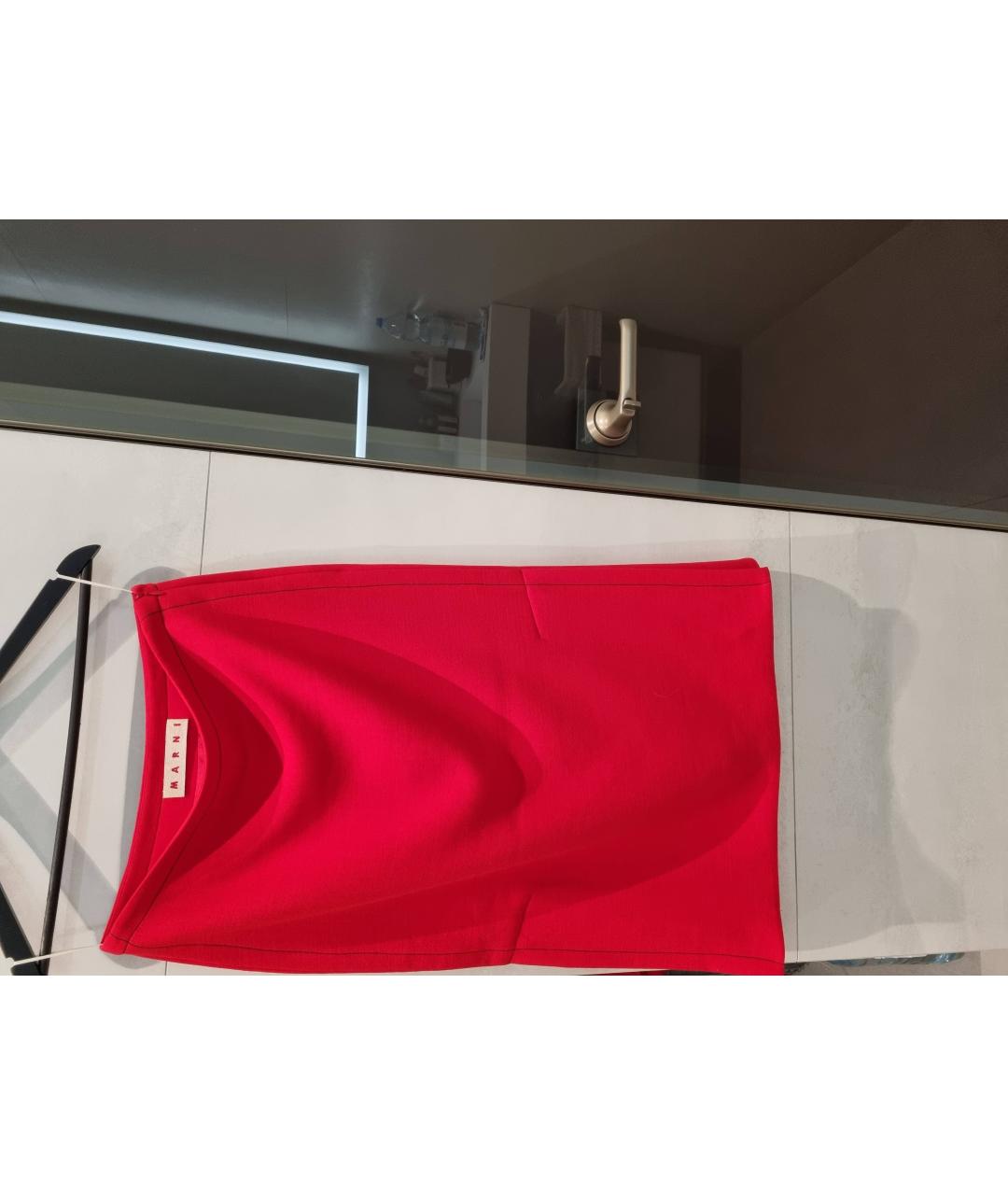 MARNI Красная шерстяная юбка миди, фото 6