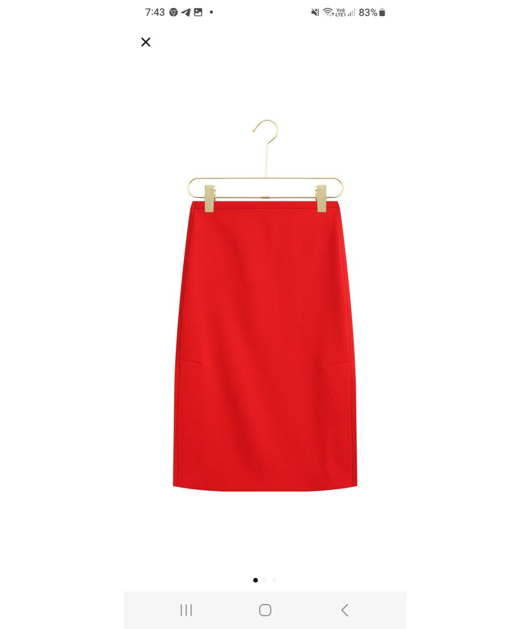 MARNI Красная шерстяная юбка миди, фото 7