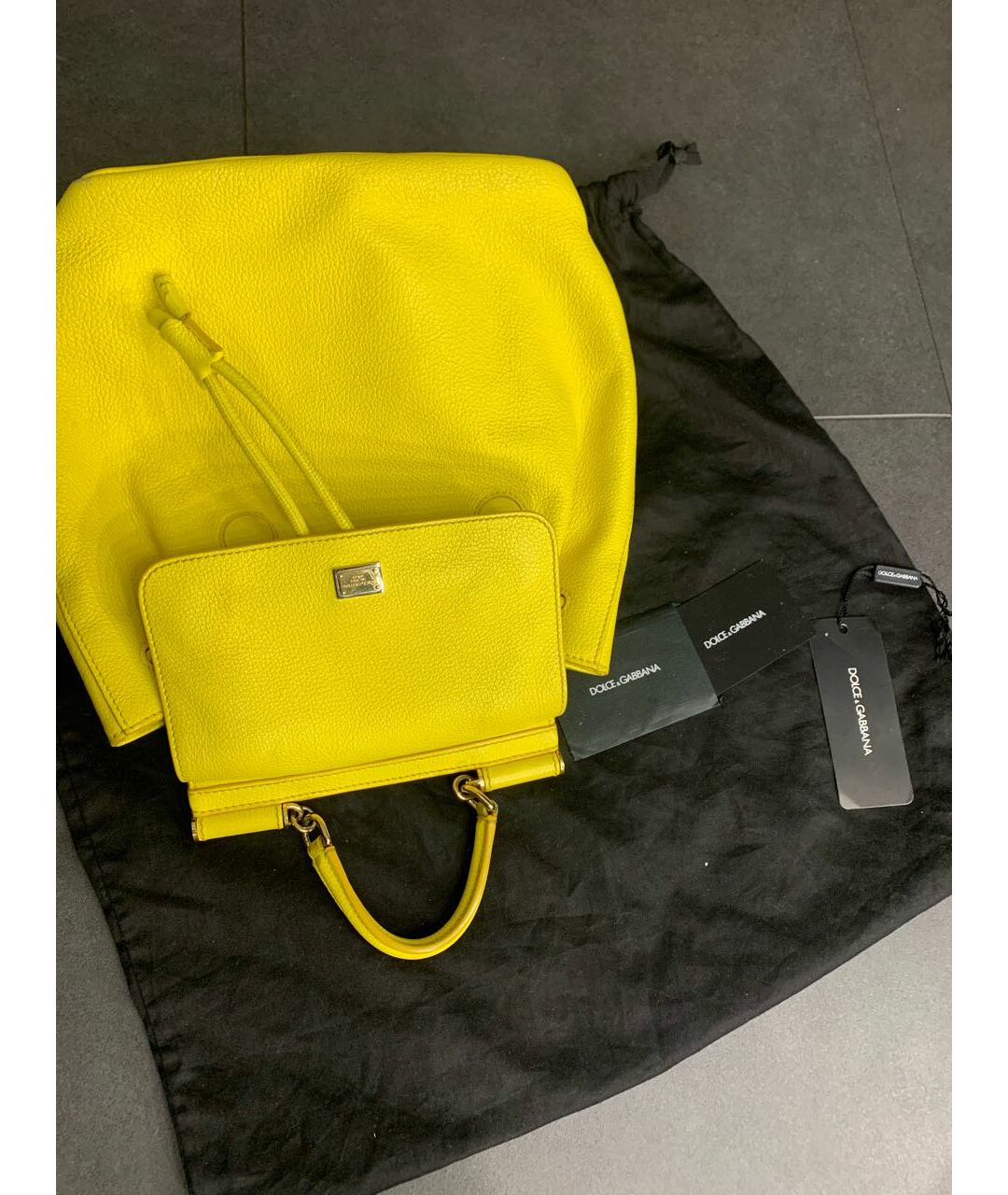 DOLCE&GABBANA Желтый кожаный рюкзак, фото 5