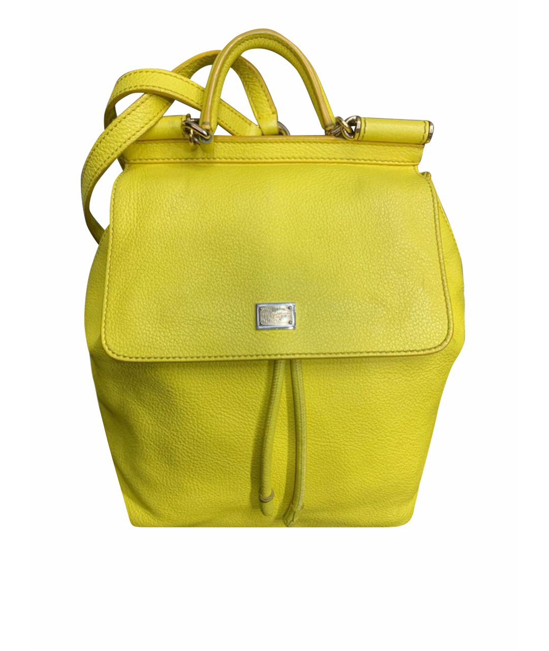 DOLCE&GABBANA Желтый кожаный рюкзак, фото 1