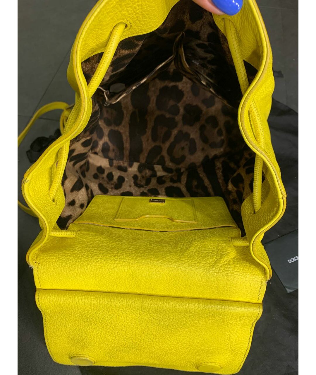 DOLCE&GABBANA Желтый кожаный рюкзак, фото 4