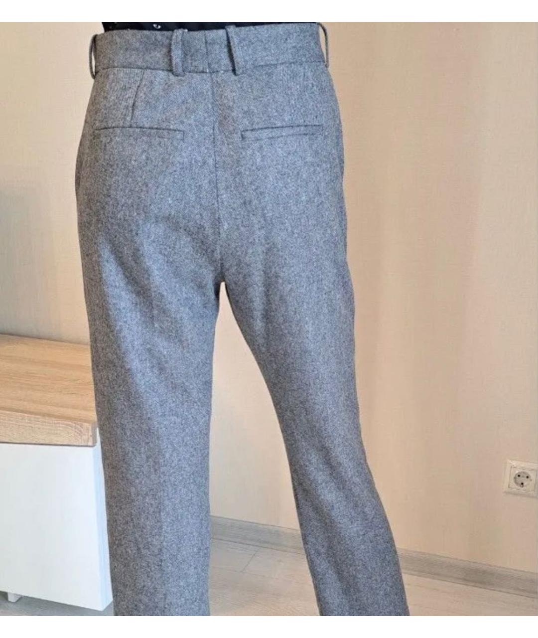 SANDRO Серые шерстяные прямые брюки, фото 2