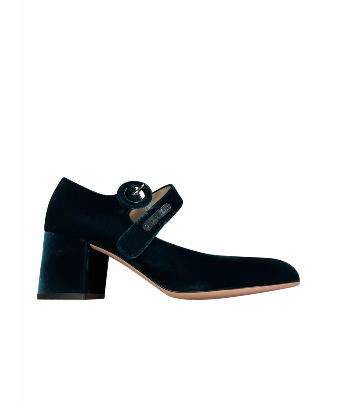 GIANVITO ROSSI Зеленые бархатные туфли, фото 1