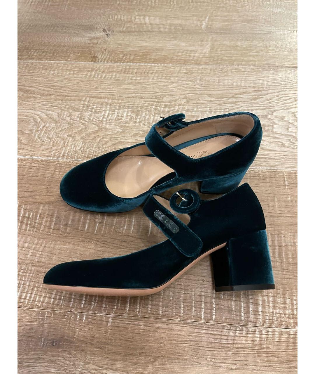 GIANVITO ROSSI Зеленые бархатные туфли, фото 5