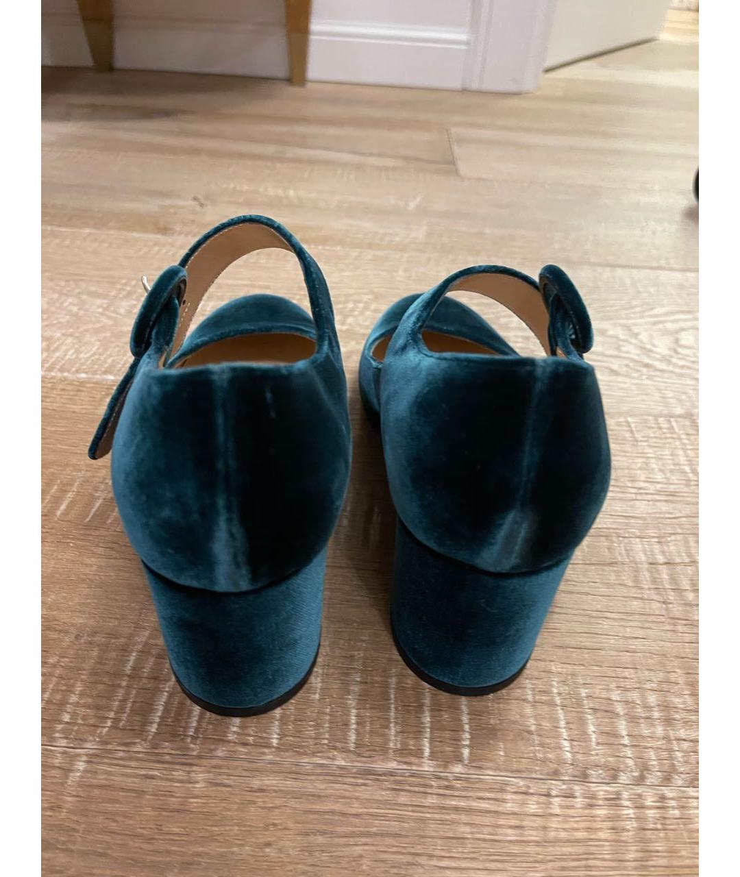 GIANVITO ROSSI Зеленые бархатные туфли, фото 4