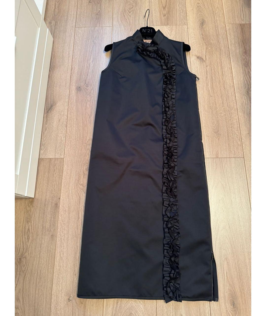 NO. 21 Черное полиэстеровое повседневное платье, фото 9