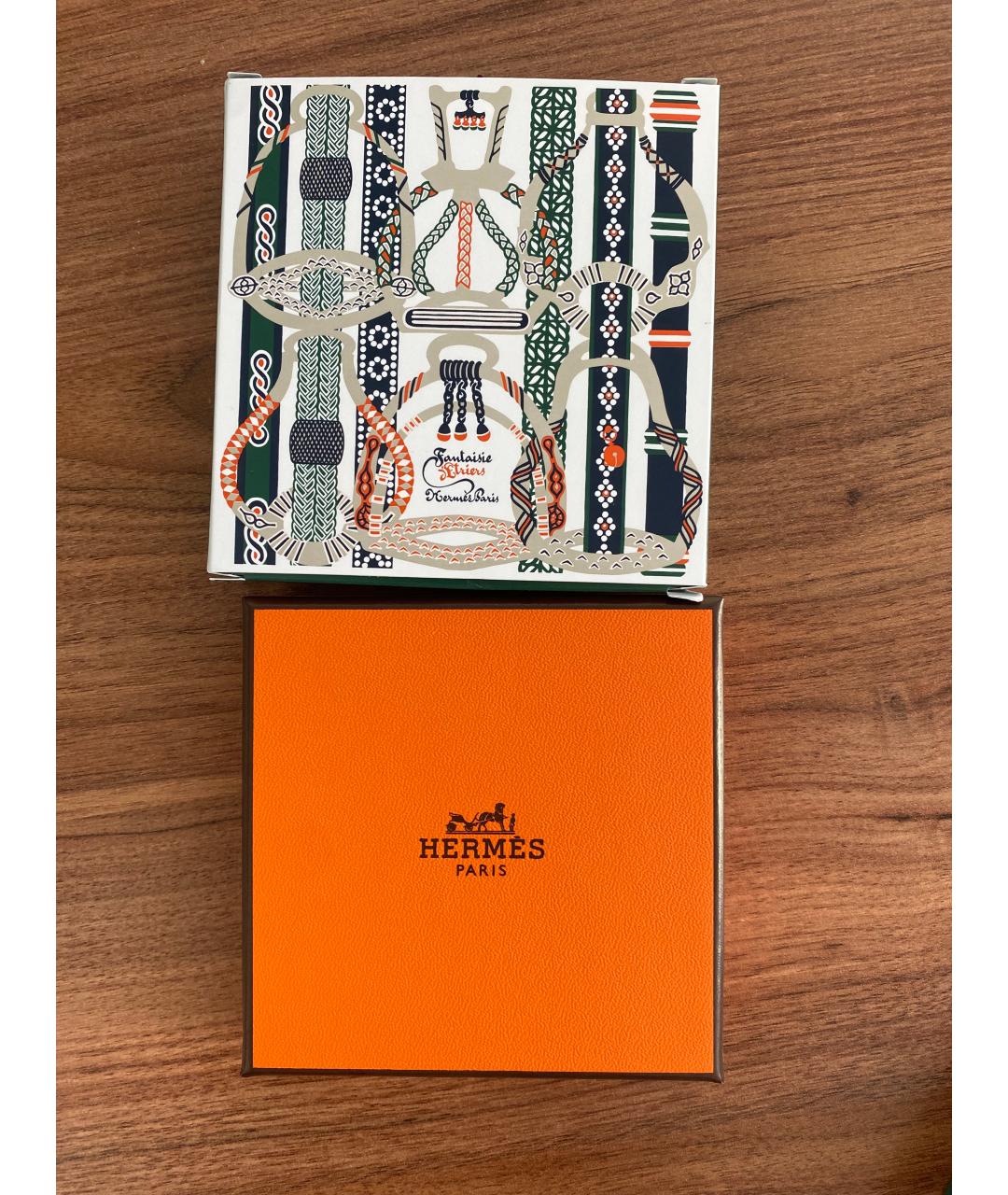 HERMES Черный кожаный браслет, фото 6