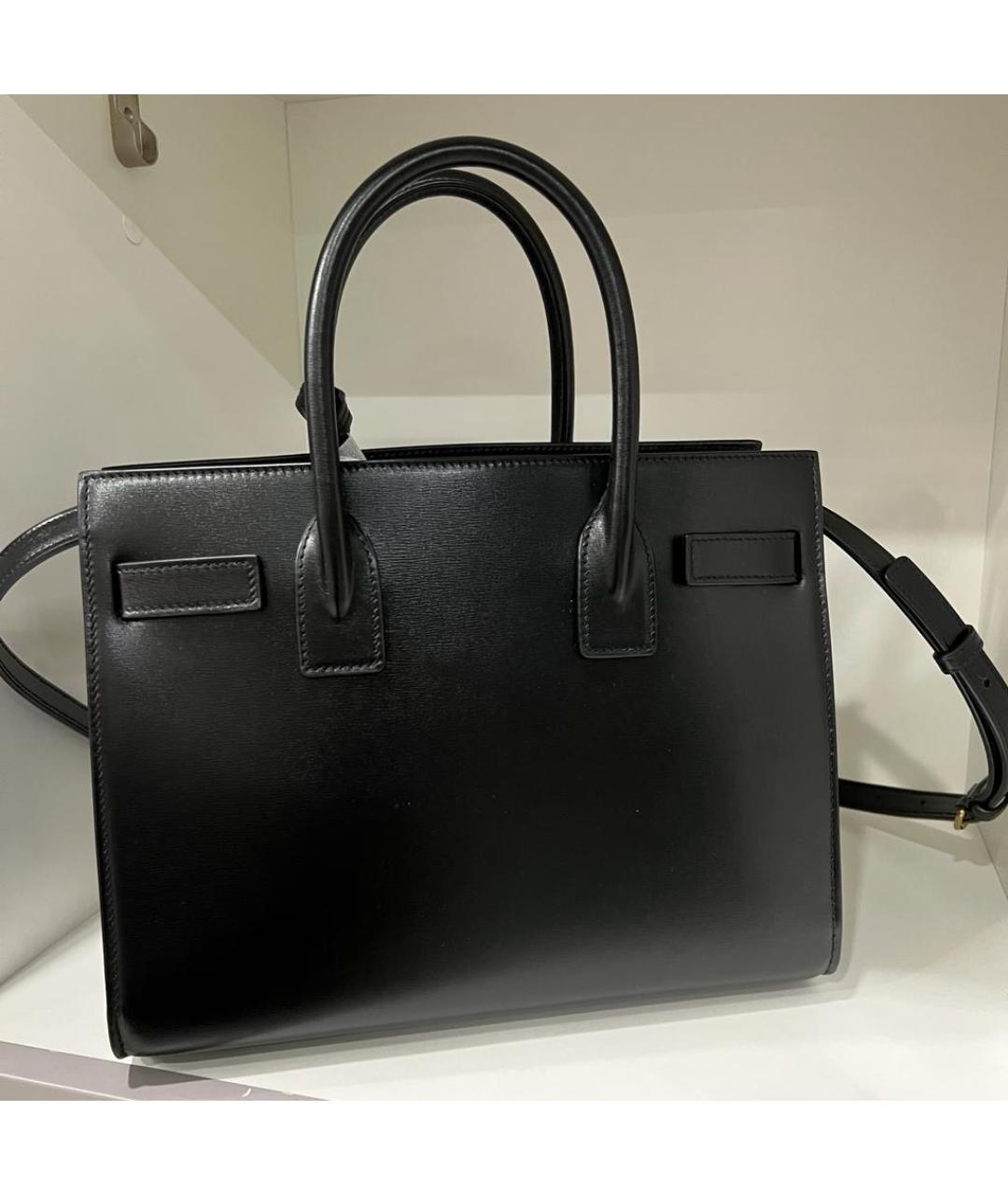 SAINT LAURENT Черная кожаная сумка тоут, фото 2