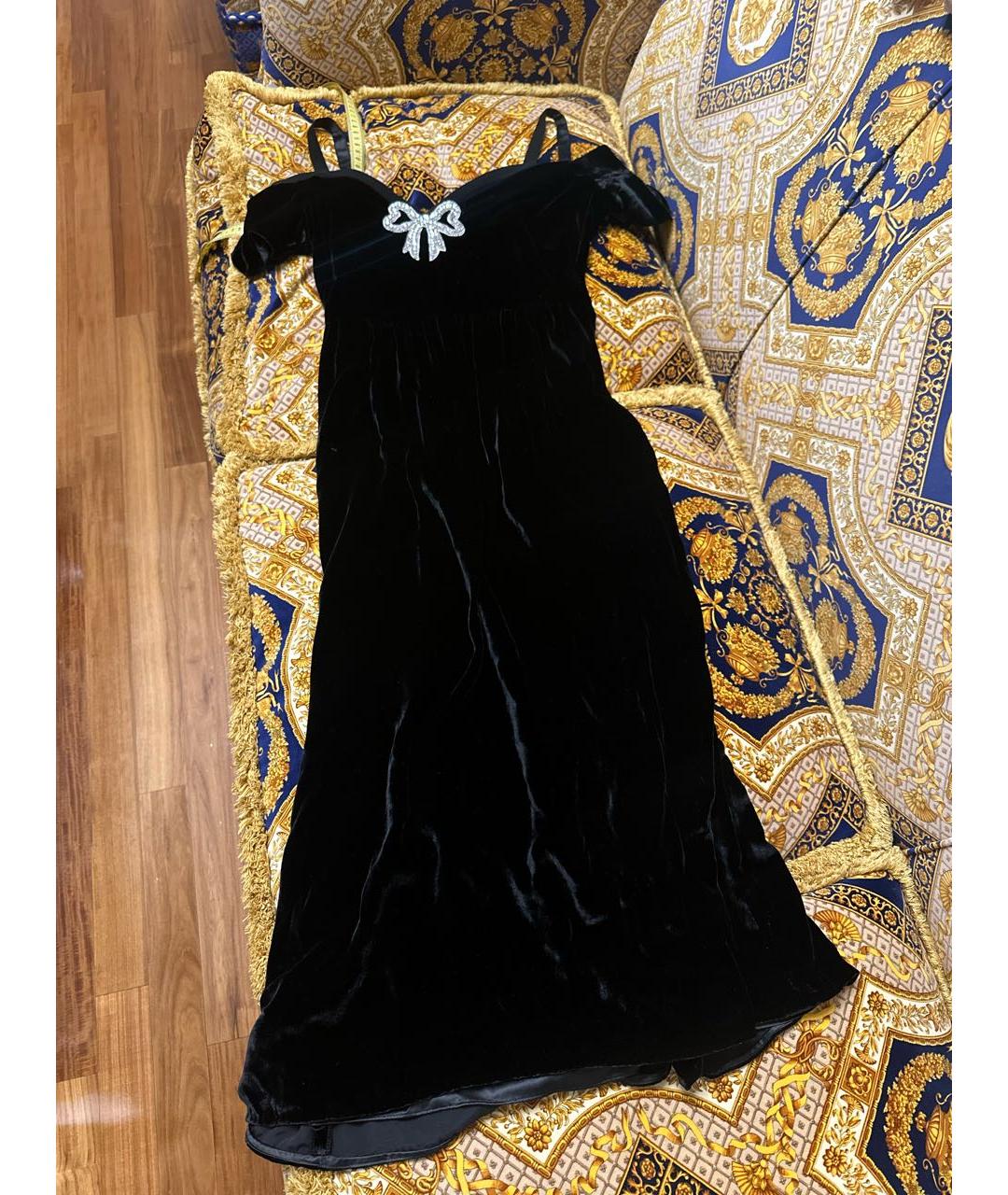 SALONI Черное бархатное вечернее платье, фото 2