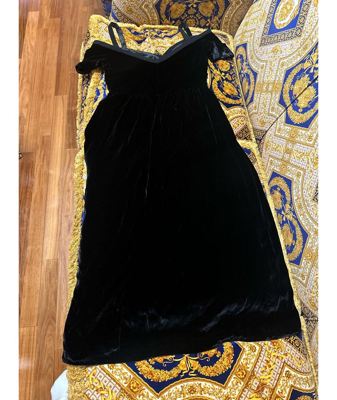 SALONI Черное бархатное вечернее платье, фото 3