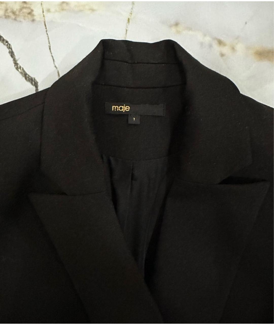 MAJE Черное шерстяное коктейльное платье, фото 6