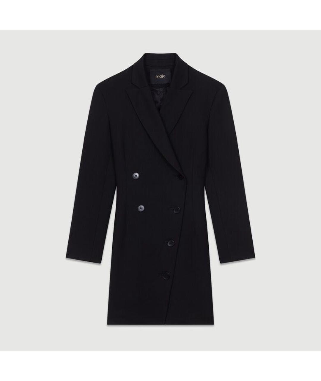 MAJE Черное шерстяное коктейльное платье, фото 8