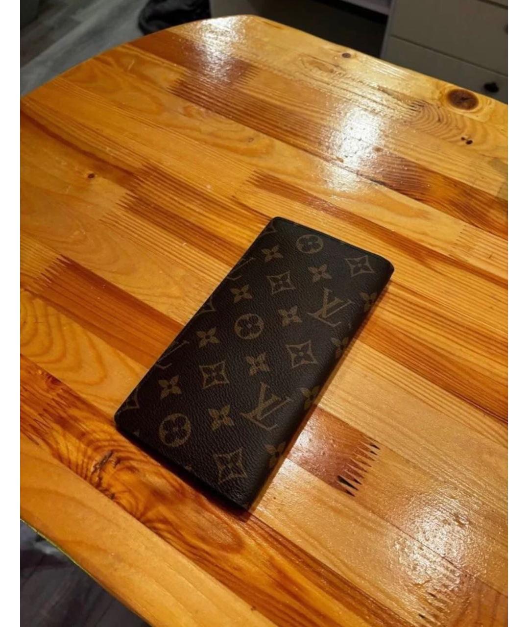 LOUIS VUITTON Коричневый кожаный кошелек, фото 2