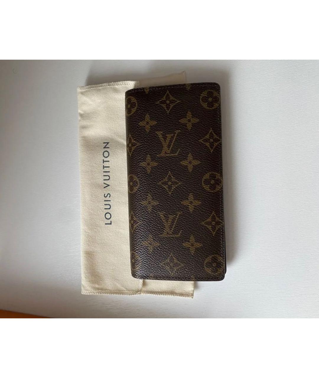 LOUIS VUITTON Коричневый кожаный кошелек, фото 5