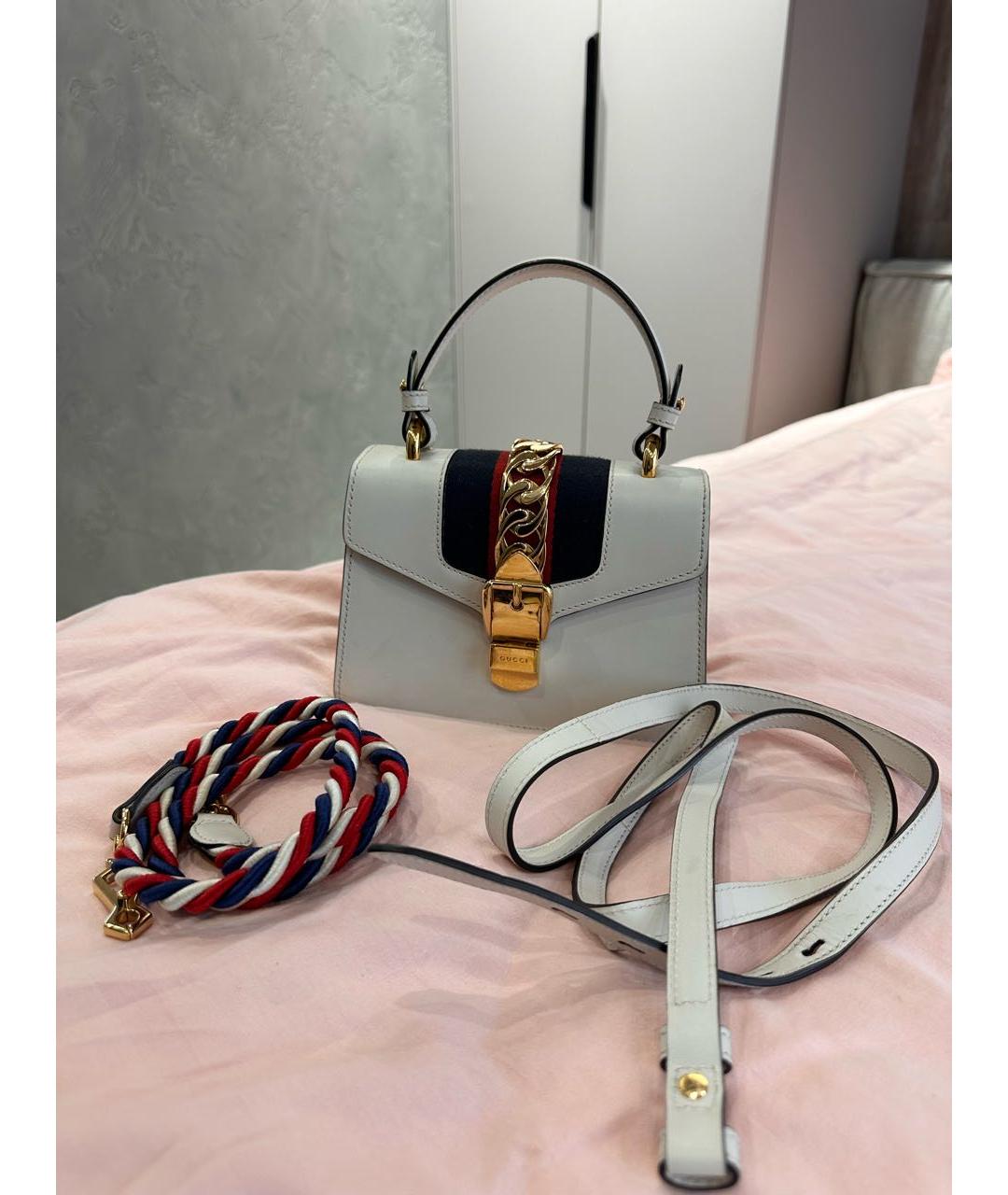 GUCCI Белая кожаная сумка с короткими ручками, фото 6