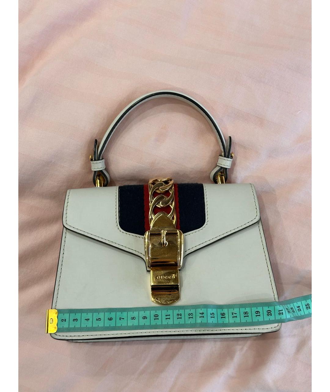 GUCCI Белая кожаная сумка с короткими ручками, фото 8