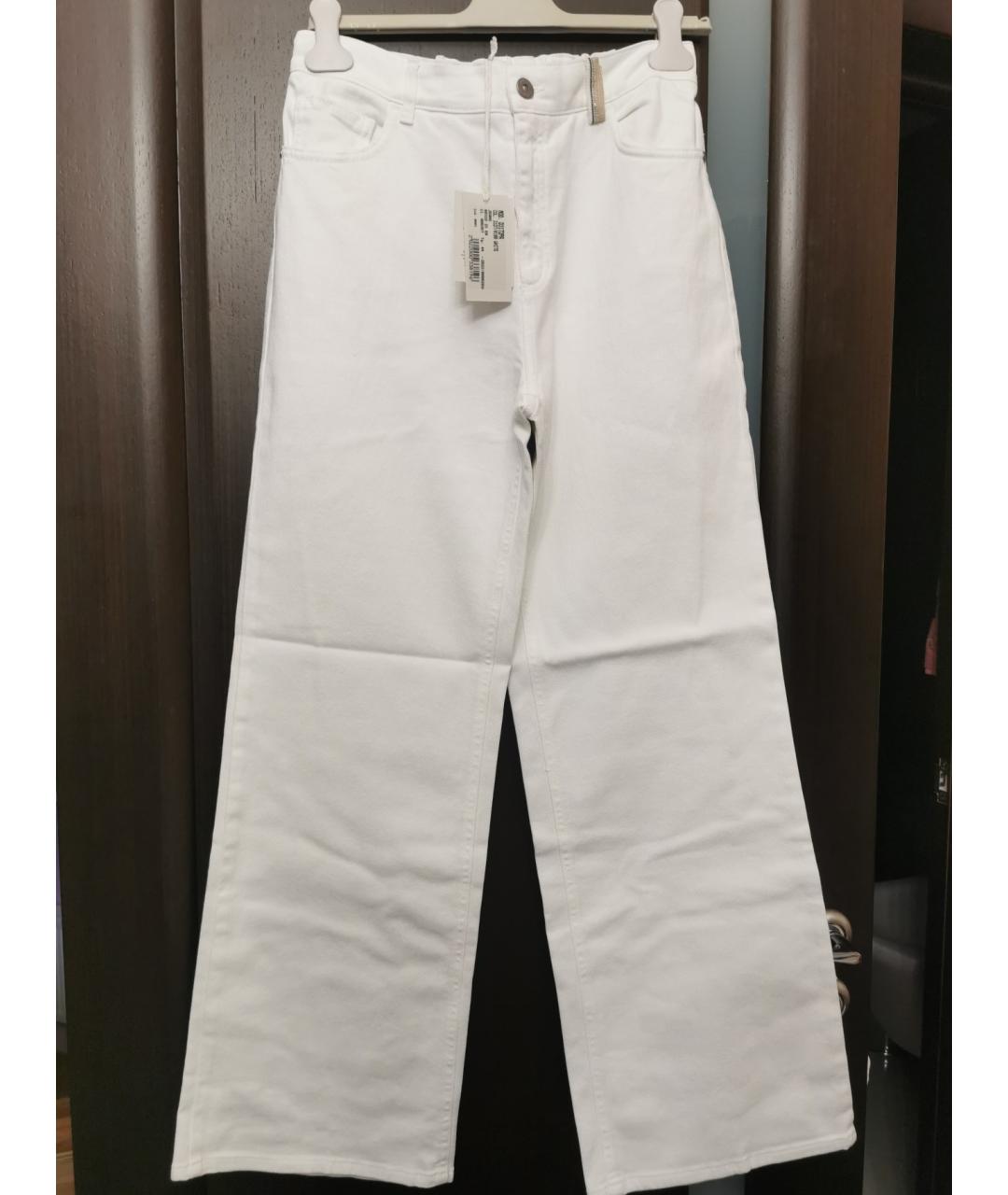 PANICALE Белые хлопко-эластановые прямые джинсы, фото 5