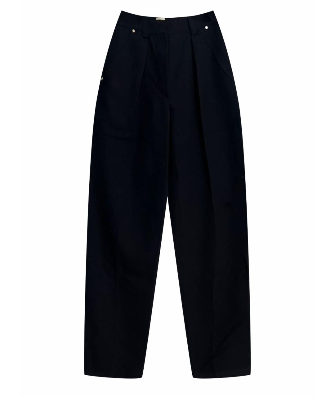HERMES Темно-синие шерстяные брюки широкие, фото 1
