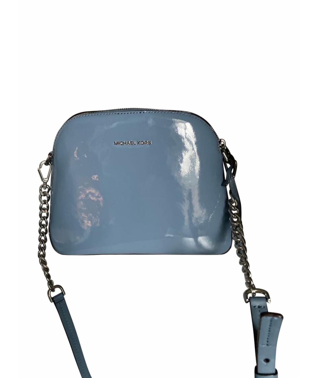 MICHAEL KORS Голубая сумка через плечо из лакированной кожи, фото 1