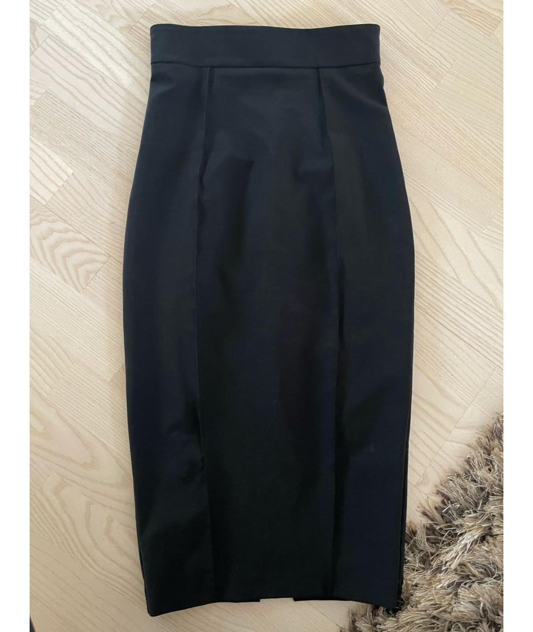 ELISABETTA FRANCHI Черная полиамидовая юбка миди, фото 2