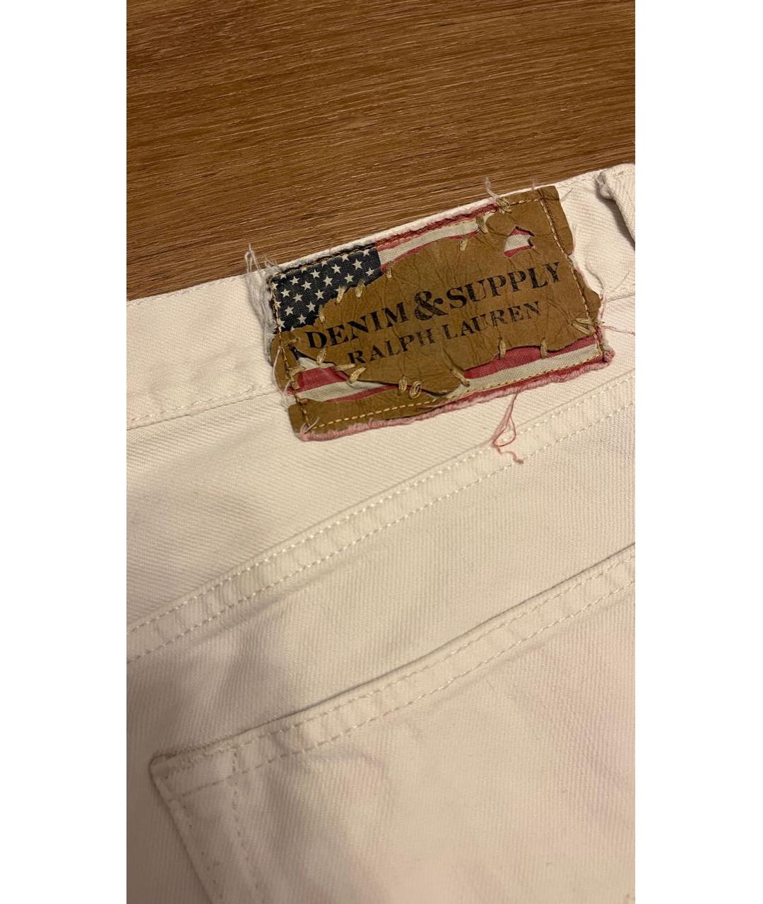 RALPH LAUREN DENIM & SUPPLY Белые хлопковые прямые джинсы, фото 3