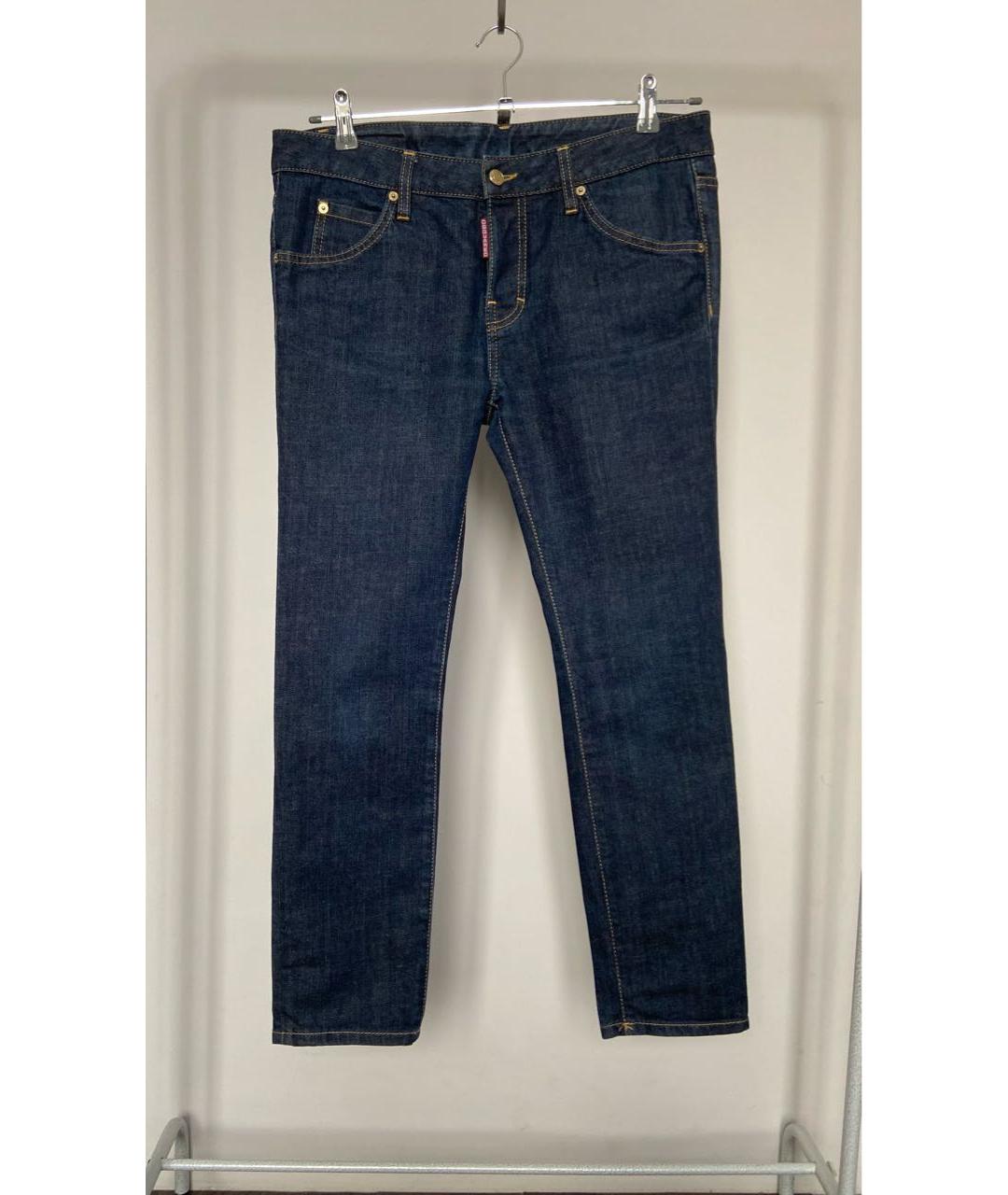 DSQUARED2 Темно-синие хлопко-эластановые джинсы слим, фото 8
