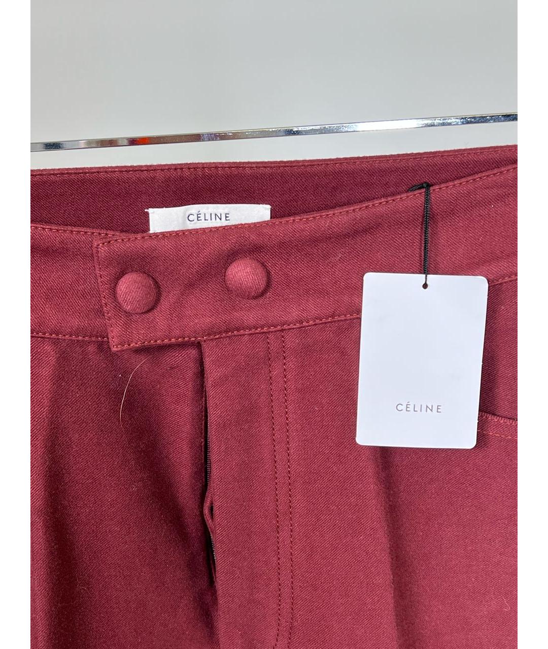 CELINE Бордовые хлопковые брюки узкие, фото 3