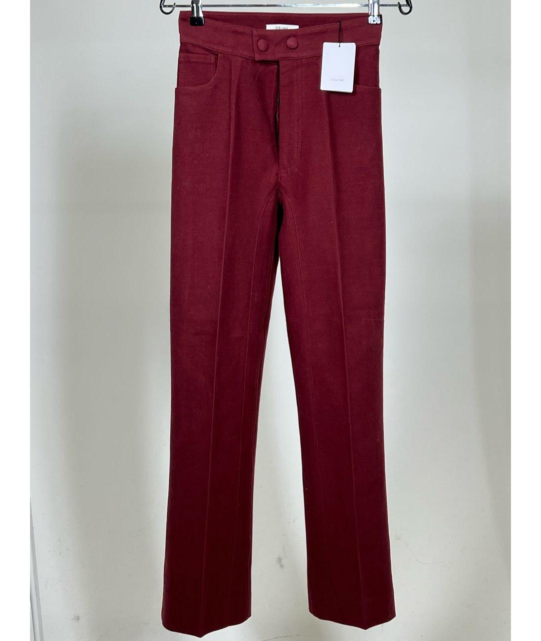 CELINE Бордовые хлопковые брюки узкие, фото 6