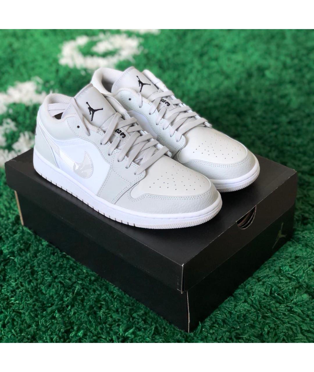 JORDAN Серебряные кожаные низкие кроссовки / кеды, фото 2