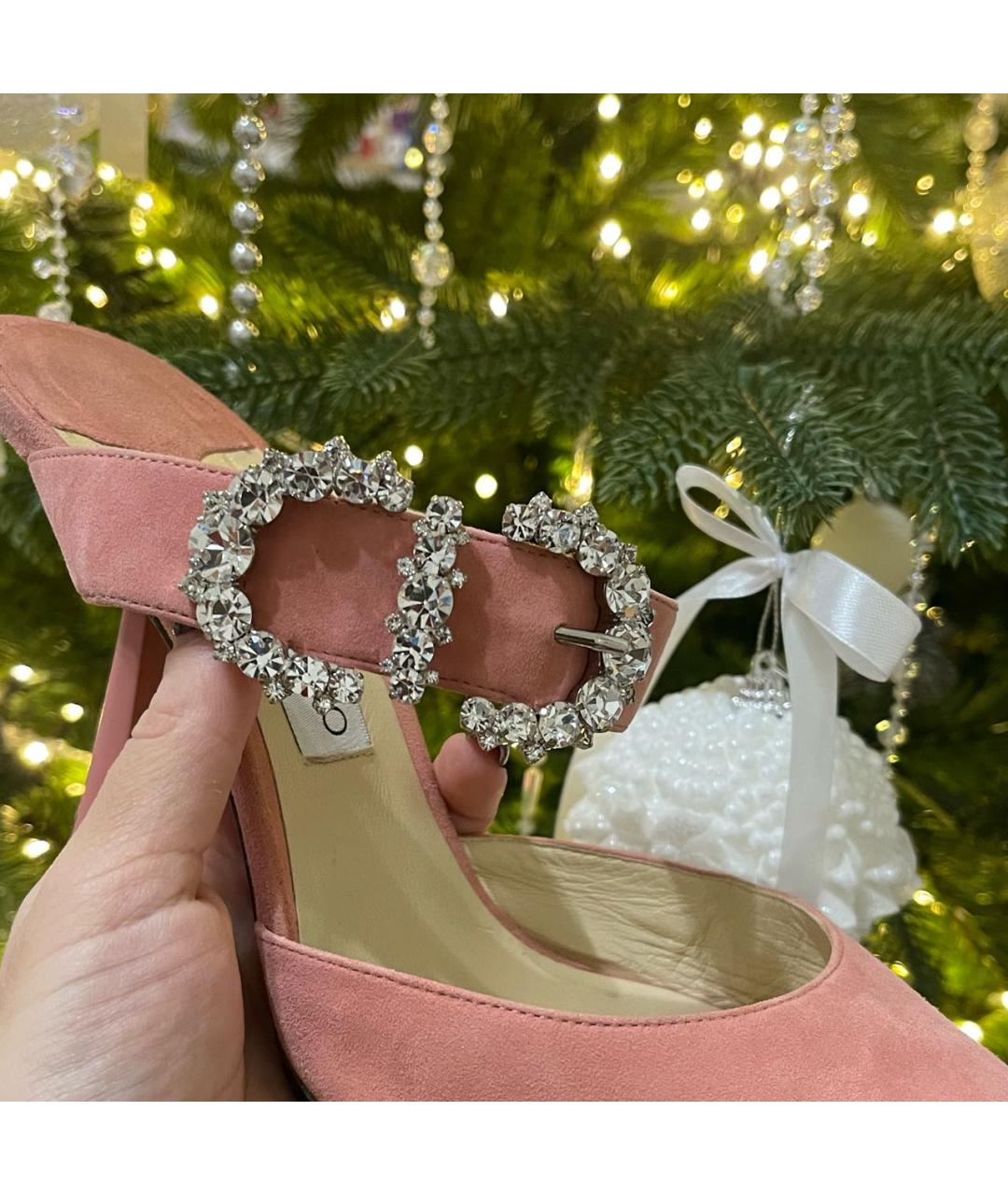 JIMMY CHOO Коралловые замшевые туфли, фото 6