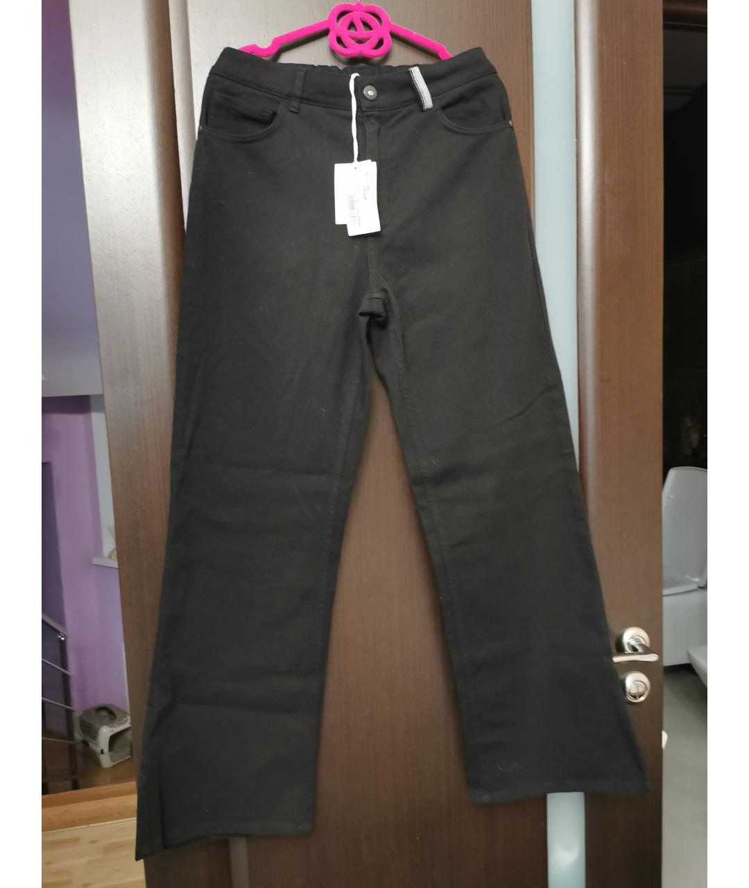 PANICALE Черные хлопко-эластановые прямые джинсы, фото 5
